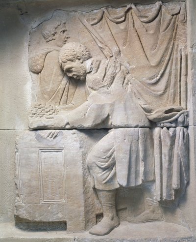 Relieve romano del mausoleo que representa a un comerciante de pan, siglo II d.C. de Roman