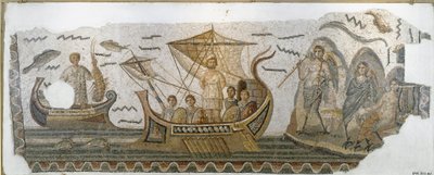 Ulises en su barco resiste el canto de las sirenas (Odisea de Homero) Mosaico. 250-270 d.C. Dim. 380x130 cm Túnez, Museo Nacional del Bardo de Roman