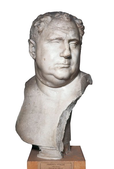 Arte romano: "Busto de Vitelio (15-69) Emperador Romano" siglo II (mármol) de Roman