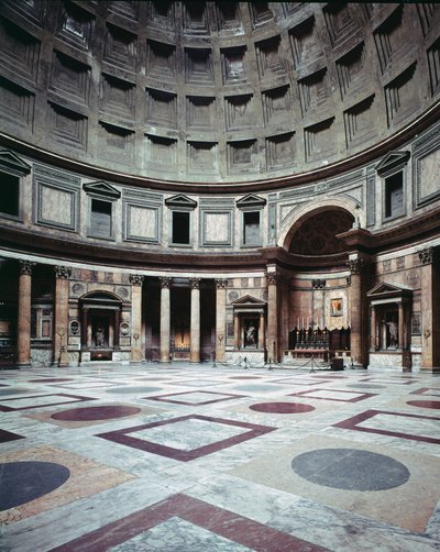 Arte romano. Vista del interior del Panteón, construido en la época de Marco Vipsanio Agripa de Roman