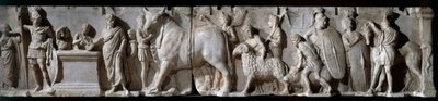 Arte romano: altar de Domitius Ahenobarbus. 100 a.C. Escena de sacrificio al dios Marte. Relieve en mármol. Museo del Louvre, París de Roman