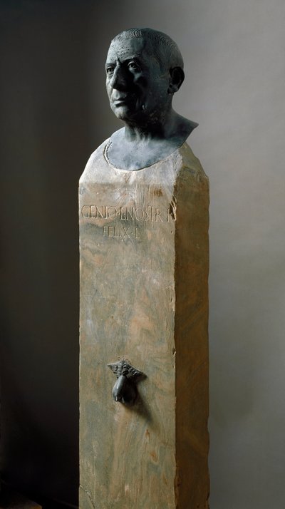 Arte romano: busto del banquero Lucius Caecilius Iucundus (circa 20-69 d.C.) Escultura de bronce. Siglo I d.C. De Pompeya. Nápoles, Museo Arqueológico Nacional de Roman