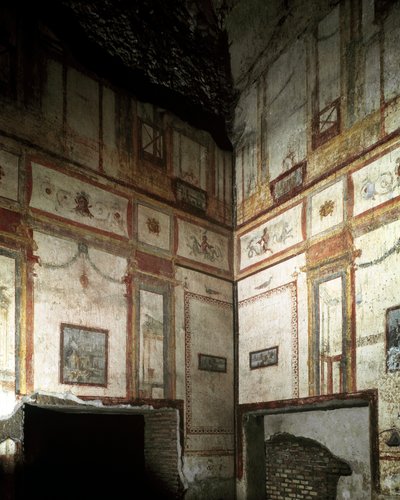 Arte romano: vista interna de la domus aurea o Casa Dorada: palacio imperial de la antigua Roma, construido por Nerón de Roman