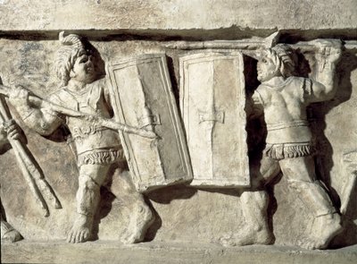 Arte romano: bajorrelieve que representa una batalla de gladiadores de Roman