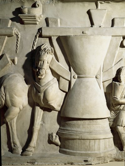 Arte romano: bajorrelieve que representa una rueda de molino. Siglo I d.C. de Roman