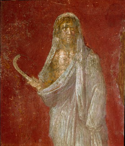 Arte romano: representación de Cronos (Saturno). (detalle) Fresco de la Casa dei Dioscuri en Pompeya. Museo Arqueológico Nacional, Nápoles de Roman