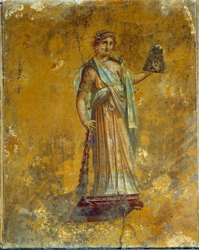 Arte romano: representación de Melpómene, musa de las tragedias. Fresco de Pompeya alrededor del 62 - 79 d.C. de Roman