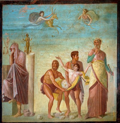 Arte romano: el sacrificio de Ifigenia. Fresco de la Casa del Poeta Trágico, Pompeya de Roman
