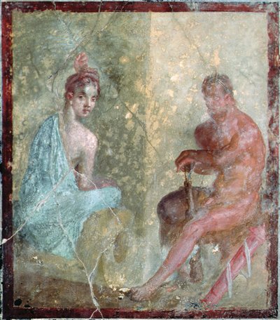 Pareja sentada, Pompeya, Italia de Roman