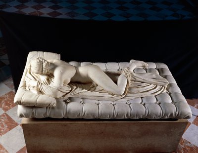 Hermafrodita durmiente, copia de un original del siglo II a.C., de las Termas de Diocleciano, Roma de Roman