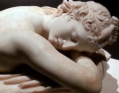 Hermafrodita Durmiente: escultura de mármol, arte romano de Roman