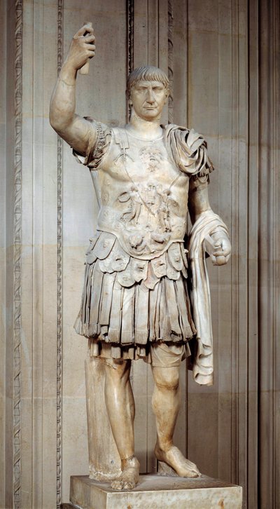 Estatua del emperador romano Trajano (Marcus Ulpius Traianus o Traiano) (53-117 d.C.) de Roman