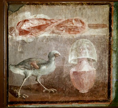 Naturaleza muerta con pájaro (fresco) de Roman