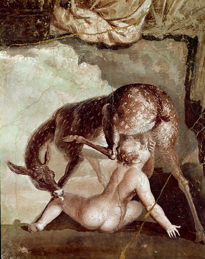 Télefo amamantado por la cierva (fresco) de Roman