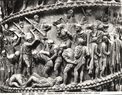 La decapitación de nobles alemanes, (detalle) de la Columna de Marco Aurelio de Roman