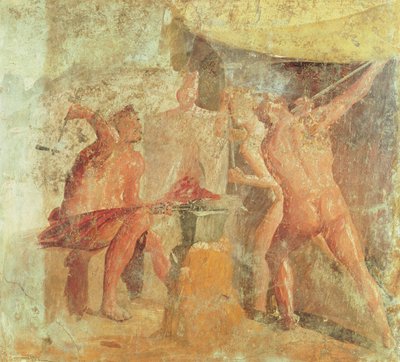 La fragua de Vulcano, de la Casa VII, Pompeya, c.50-79 d.C. de Roman