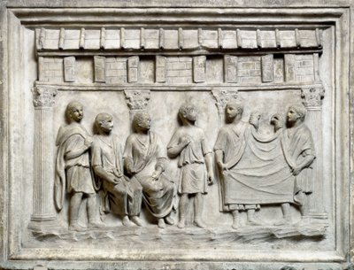 Tienda de tejidos durante el período augusto de Roman