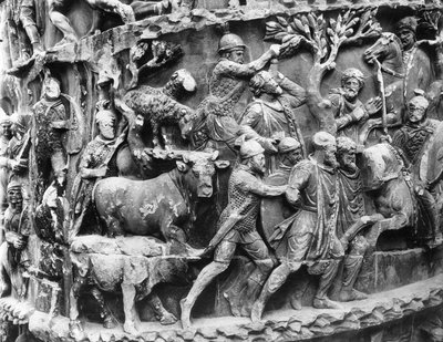 Transporte de prisioneros alemanes y los despojos de guerra, (detalle) de la columna de Marco Aurelio de Roman