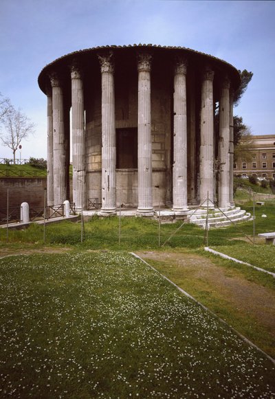 Vista del templo de Hércules Victor (Hércules Olivarius), 213 a.C. de Roman