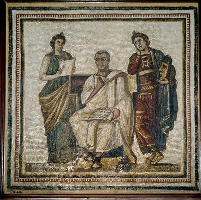 Virgilio y dos musas (Clio y Melpómene) - principios del siglo III de Roman