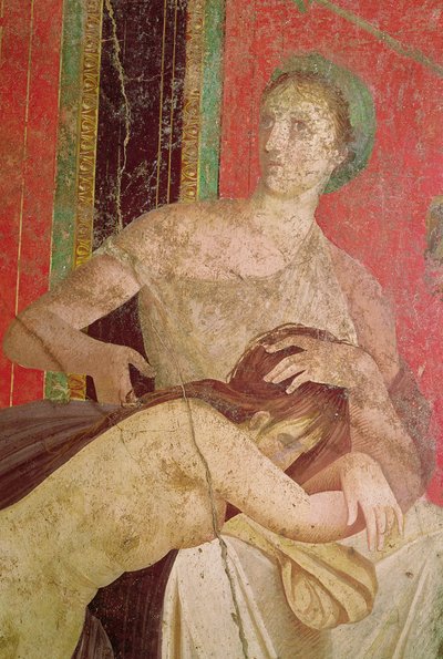 Mujer consolando al Iniciado, Muro Sur, Oecus 5 (detalle) de Roman