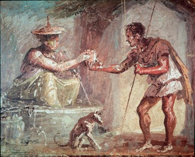 Mujer ofrece bebida a un vagabundo (fresco) de Roman