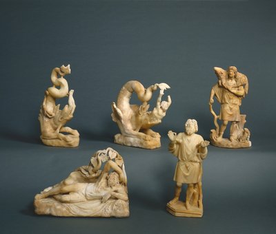Jonás tragado, Jonás expulsado, Jonás bajo la vid de calabaza, Jonás orando, 280-290 de Roman Imperial Period