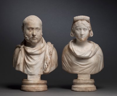 Busto retrato de un hombre aristocrático y busto retrato de una mujer aristocrática, 280-290 de Roman Imperial Period