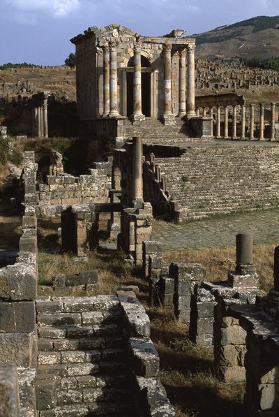 Vista del templo de la familia Septimiana, Alto Período Imperial (27 a.C.-395 d.C.) de Roman Imperial Period
