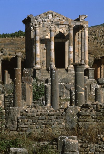 Vista del templo de la familia Septimiana, Alto Imperio (27 a.C.-395 d.C.) de Roman Imperial Period