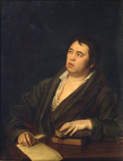 Retrato del poeta Ivan A. Krylov 1769-1844, 1812 de Roman Maximovich Volkov