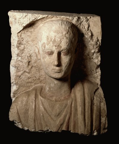 Fragmento de un monumento tallado con el torso superior de un niño, Período Copto, c.300 d.C. de Roman Period Egyptian
