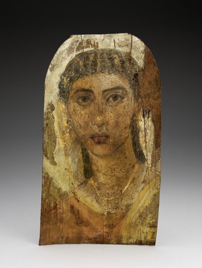 Retrato de momia de una joven, 1-100 d.C. (madera pintada, cera y textil) de Roman Period Egyptian