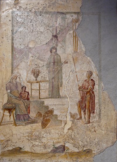 Casandra predice la caída de Troya, 1ra mitad del siglo I d.C. de Roman Pompeian wall painting
