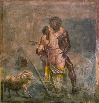 Galatea y Polifemo, siglo I de Roman Pompeian wall painting.