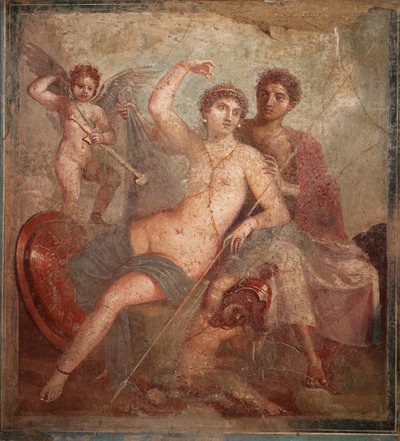 Marte y Venus, 1ra mitad del siglo I d.C. de Roman Pompeian wall painting.