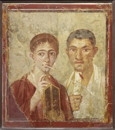 Retrato del panadero Terentius Neo y su esposa de Roman Pompeian wall painting