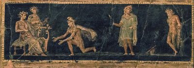 El Concurso Musical entre Apolo y Marsias, 1ra mitad del siglo I d.C. de Roman Pompeian wall painting.