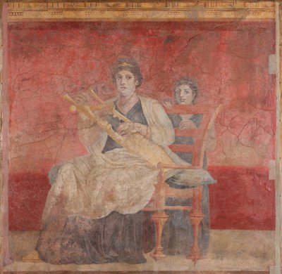 Mujer Sentada Tocando una Cítara, c.50-40 a.C. de Roman Republican Period