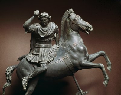 Alejandro Magno (356-323 a.C.) a caballo. El caballo sería Bucéfalo. Escultura de bronce después de un original de Lisipo de Sición (395-305 a.C.) Nápoles, Museo Arqueológico Nacional de Roman Roman
