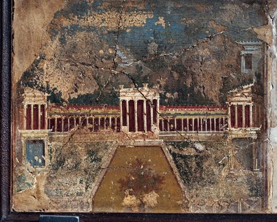 Antiguo fresco romano con temas arquitectónicos de Pompeya de Roman Roman