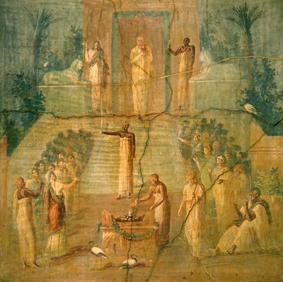 Ceremonia del Culto de Isis, de Pompeya (fresco) de Roman Roman