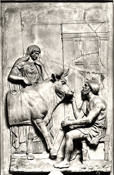 Dédalo construyendo una vaca para Pasífae, entre los siglos I y III d.C. de Roman Roman