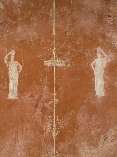 Decoración sobre fondo rojo en Tercer Estilo Pompeyano, Casa de Sacerdus Amandus, Pompeya , Campania, Civilización Romana de Roman Roman