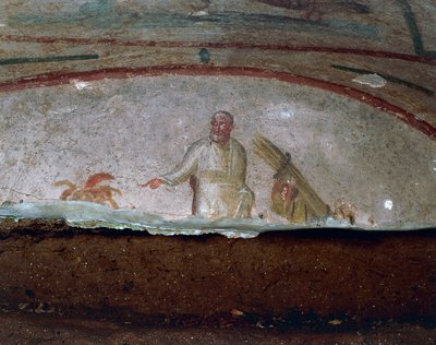 Fresco decorativo Catacumbas de Priscila, Roma (Lista del Patrimonio Mundial de la Unesco) de Roman Roman
