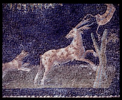 Detalle de mosaicos murales del ninfeo de la casa de Neptuno y Anfítrite de Roman Roman
