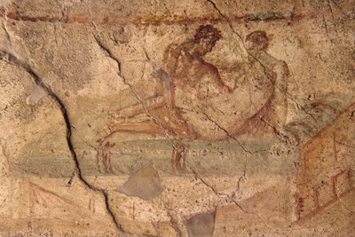 Fresco erótico de Lupanar, Pompeya (Lista del Patrimonio Mundial de la UNESCO de Roman Roman
