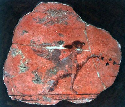 Fragmento de una pintura mural de una esfinge, romana de Roman Roman