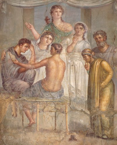 Fresco que representa a Admetus y Alcestis, de la Basílica de Herculano, Campania, Civilización romana de Roman Roman