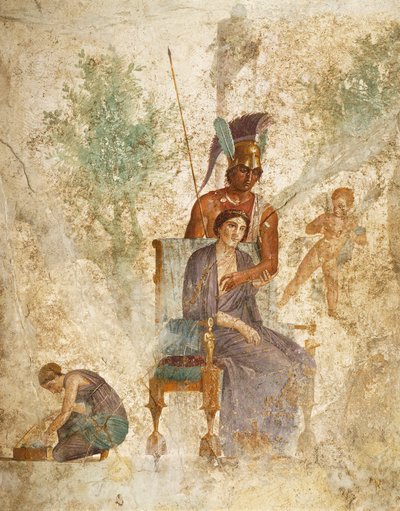 Fresco que representa a Marte y Venus con amor, Pompeya , Campania, Civilización romana de Roman Roman
